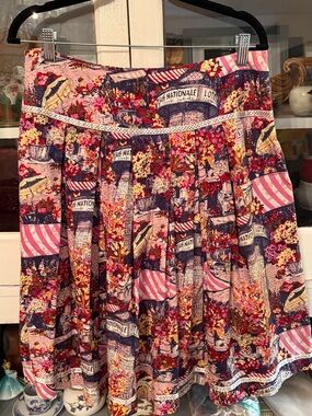 Autograph Pink & Navy Floral Patchwork Skater Skirt